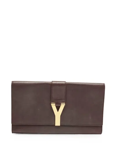 Pre-owned Saint Laurent Ligne Y Clutch Bag In Red