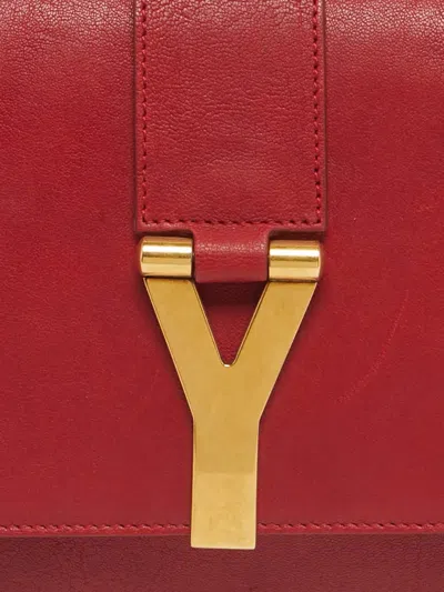 Pre-owned Saint Laurent Ligne Y Leather Clutch In Red