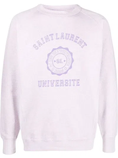 Saint Laurent Lilac Oversized Empellished Sweatshirt For Men In Lavender
