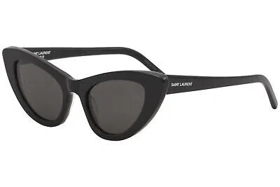 Pre-owned Saint Laurent Lily Sl213 Sl/213 001 Sunglasses Women's Black/grey Lenses Cat Eye In Gray