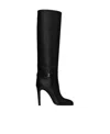 Saint Laurent Diane 100 Grained Leather Knee-high Boots In Black