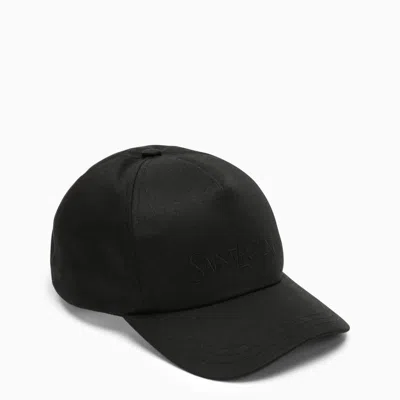 Saint Laurent Linen-blend Baseball Cap In Black