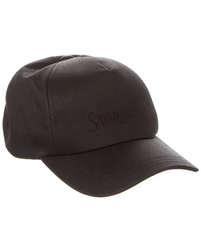 Saint Laurent Linen-blend Baseball Cap In Black