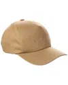 Saint Laurent Beige Baseball Cap With Logo Lettering Embroidery In Cotton And Linen Woman In Brown