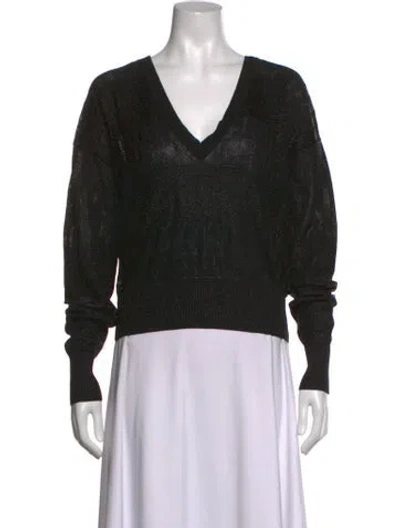 Pre-owned Saint Laurent Linen V-neck Sweater In Black/metallic