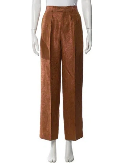 Pre-owned Saint Laurent Linen Wide Leg Pants In Brown