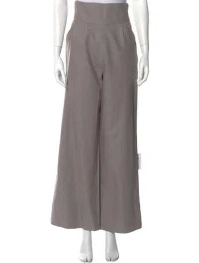 Pre-owned Saint Laurent Linen Wide Leg Pants In Gray