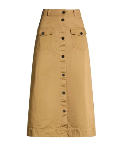 Saint Laurent Liner-free Solid Color Flared Skirt In Brown