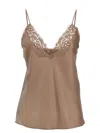 Saint Laurent Lingerie Top In Beige