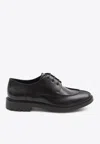 Saint Laurent Smooth Leather Linen Derbies Shoes In Black