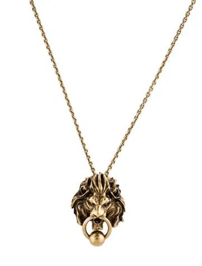 Pre-owned Saint Laurent Lion Head Pendant Necklace, 22" In Multi