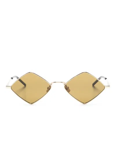 Saint Laurent Lisa Diamond-frame Sunglasses In Gold