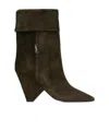 Saint Laurent Liz 85 Luxor Suede Mid-calf Boots In Black