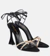 Saint Laurent 110mm Liza Lace-up Sculpted-heel Sandals In Black