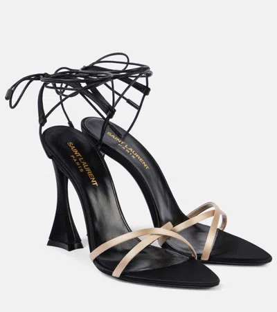 Saint Laurent Liza 110 Crêpe Satin Sandals In Black