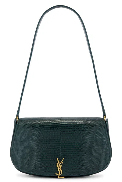 Saint Laurent Lizard Demi Lune Hobo Bag In Eden Forest & Dark Eden Forest