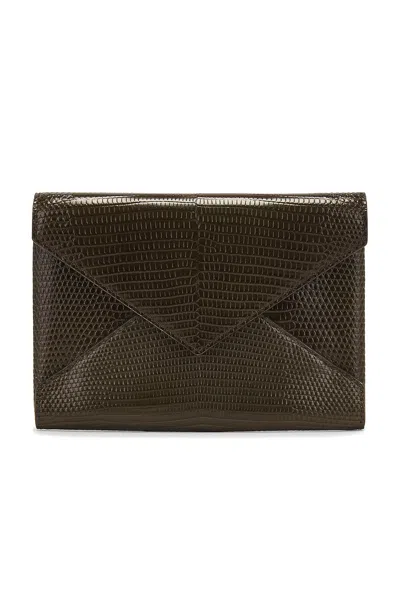 Saint Laurent Lizard Passport Case In Dark Seaweed
