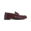 Saint Laurent Smooth Leather Loafer Featuring Ruched Detailing In Brown