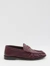 Saint Laurent Logo-plaque Pleated-effect Loafers In Brown