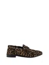 Saint Laurent Animal Pattern Ponyhair Loafers With Leather Block Heel In Multicolour