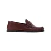 Saint Laurent Cassandre Smooth Leather Penny Loafers In Burgundy