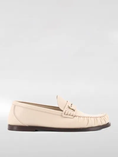 Saint Laurent Le Loafer Gathered Glossed-leather Loafers In Nude