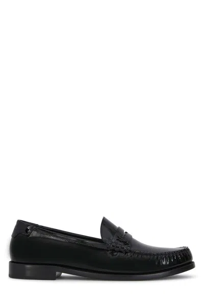 Saint Laurent Calfskin Loafers In Black