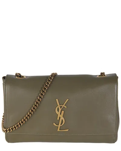 Saint Laurent Loden Green Calfskin Suede Small Reversible Kate (authentic Pre-  Loved)