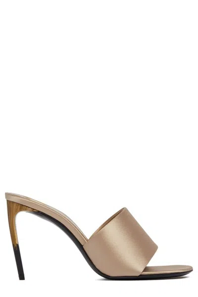 Saint Laurent Giqua Mule Sandal In Beige