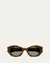 Saint Laurent Logo Acetate Cat-eye Sunglasses In Shiny Medium Havana