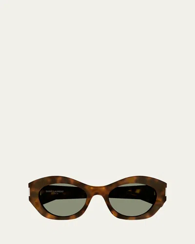 SAINT LAURENT LOGO ACETATE CAT-EYE SUNGLASSES