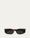 Saint Laurent Logo Acetate Cat-eye Sunglasses In Shiny Medium Havana