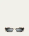 Saint Laurent Sl658 Rectangle-frame Sunglasses In Beige