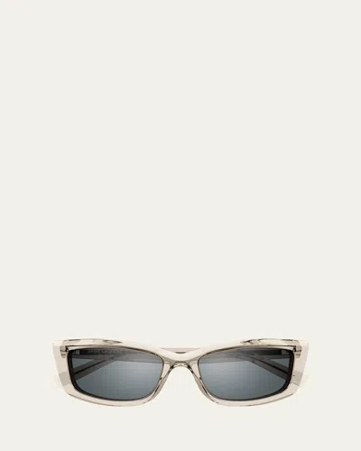 Saint Laurent Sl658 Rectangle-frame Sunglasses In Beige