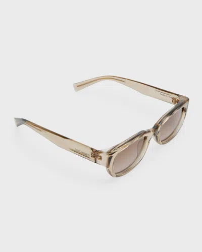 Saint Laurent Logo Acetate Rectangle Sunglasses In Purple