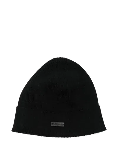 Saint Laurent Logo-appliqué Beanie In Black