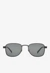 Saint Laurent Logo Aviator Sunglasses In Gray