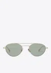 Saint Laurent Sl 97 Aviator Sunglasses In Green