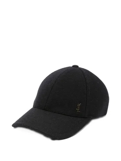 Saint Laurent Logo Baseball Cap In Black