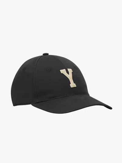 Saint Laurent Logo Baseball Cap In Black