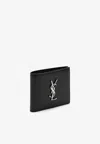 Saint Laurent Logo Bi-fold Leather Wallet In Black