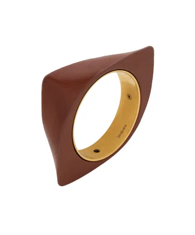 Saint Laurent Logo Bracelet In Brown