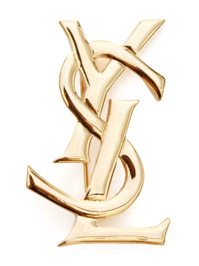Pre-owned Saint Laurent Logo Brooch In 金色