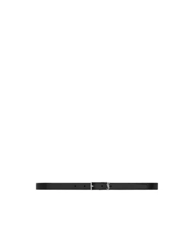 Saint Laurent Logo-buckle Belt In Black
