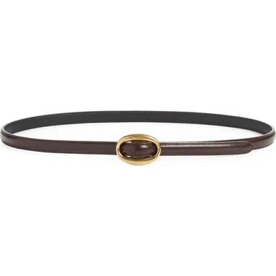 Saint Laurent Logo Buckle Leather Belt In Brown