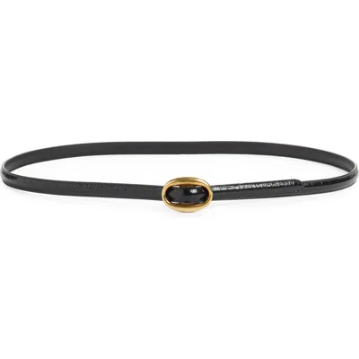 Saint Laurent Logo Buckle Leather Belt In Black