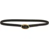 Saint Laurent Logo Buckle Leather Belt In Black/gold