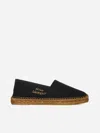 Saint Laurent Canvas Slip-on Espadrilles With Embroidered Logo Detail In Black