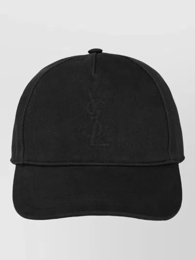 Saint Laurent Logo Cap Curved Brim Sporty Shape In Black