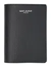 Saint Laurent Logo Card Fold Wallet In Gray